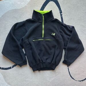 Vintage 90s Raichle Black & Neon Half Zipped Fleece Long Sleeves Pullover